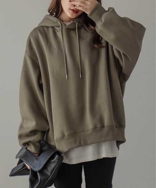 La-gemme（ラジェム）の「裏起毛フーディースウェット（パーカー・レディース・グレー/カーキブラウン/ブラック・フリー）」の13枚目の写真