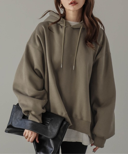 La-gemme（ラジェム）の「裏起毛フーディースウェット（パーカー・レディース・グレー/カーキブラウン/ブラック・フリー）」の14枚目の写真