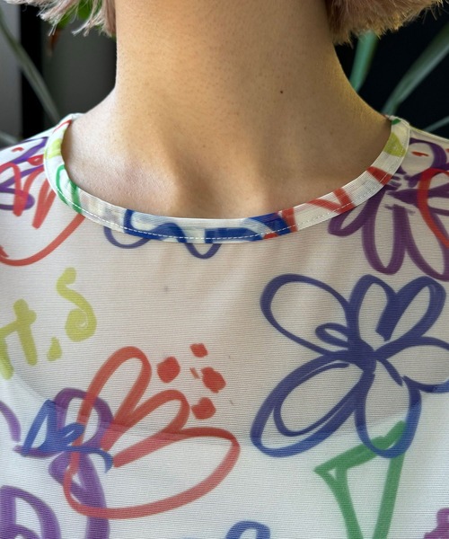 HELLO.SANFRANCISCO(ハローサンフランシスコ)の「【HELLO.SANFRANCISCO/ハローサンフランシスコ】ハンドペイントプリントシアーTEE(Tシャツ/カットソー・レディース・オレンジ/アイボリー/サックスブルー/ブラック/ホワイト/パープル・FREE)」の17枚目の写真