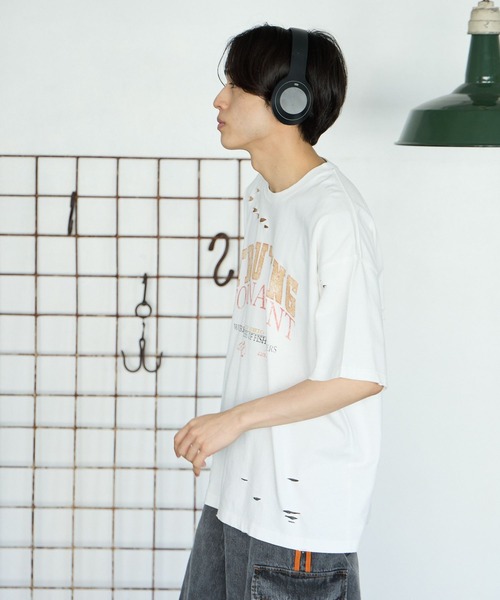 PBLIM(ページボーイリム)の「PBLIM/クラッシュダメージT(Tシャツ/カットソー・レディース・オフホワイト/カーキ/イエロー・MEDIUM/LARGE)」の13枚目の写真
