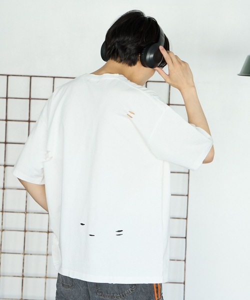 PBLIM(ページボーイリム)の「PBLIM/クラッシュダメージT(Tシャツ/カットソー・レディース・オフホワイト/カーキ/イエロー・MEDIUM/LARGE)」の14枚目の写真