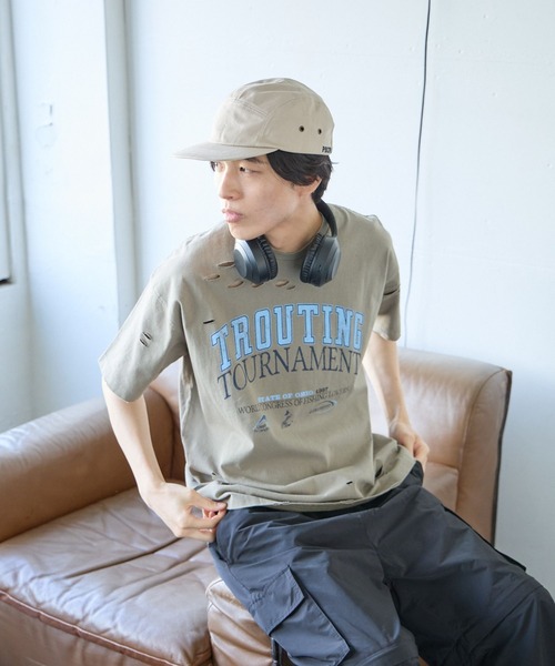 PBLIM(ページボーイリム)の「PBLIM/クラッシュダメージT(Tシャツ/カットソー・レディース・オフホワイト/カーキ/イエロー・MEDIUM/LARGE)」の17枚目の写真