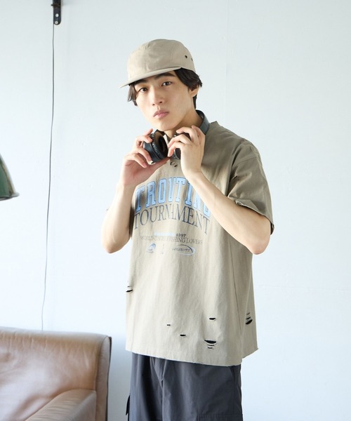 PBLIM(ページボーイリム)の「PBLIM/クラッシュダメージT(Tシャツ/カットソー・レディース・オフホワイト/カーキ/イエロー・MEDIUM/LARGE)」の18枚目の写真
