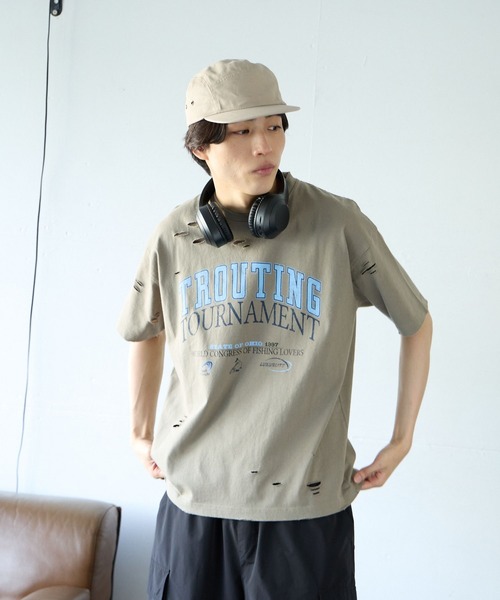 PBLIM(ページボーイリム)の「PBLIM/クラッシュダメージT(Tシャツ/カットソー・レディース・オフホワイト/カーキ/イエロー・MEDIUM/LARGE)」の19枚目の写真