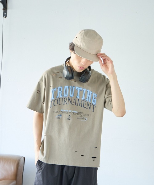 PBLIM(ページボーイリム)の「PBLIM/クラッシュダメージT(Tシャツ/カットソー・レディース・オフホワイト/カーキ/イエロー・MEDIUM/LARGE)」の20枚目の写真