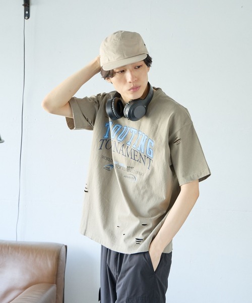 PBLIM(ページボーイリム)の「PBLIM/クラッシュダメージT(Tシャツ/カットソー・レディース・オフホワイト/カーキ/イエロー・MEDIUM/LARGE)」の22枚目の写真
