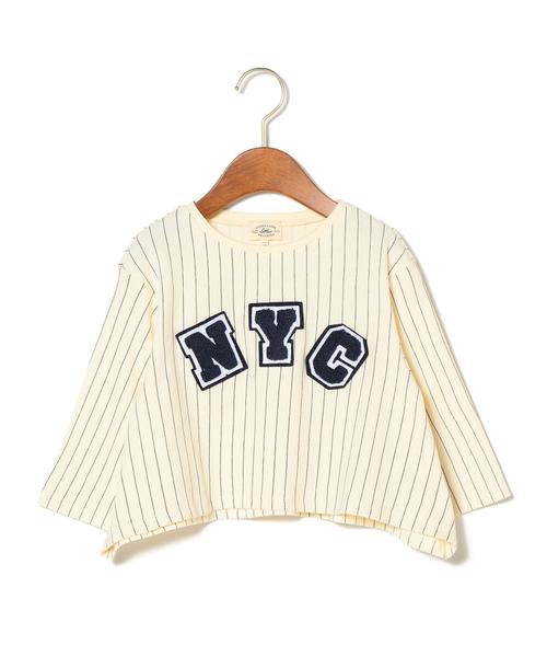 green label relaxing（グリーンレーベルリラクシング）の「ストライプ サガラ プルオーバー 7分袖◆（Tシャツ/カットソー・キッズ・オフホワイト/ワインレッド・105/115/125）」の7枚目の写真