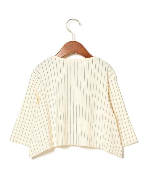 green label relaxing（グリーンレーベルリラクシング）の「ストライプ サガラ プルオーバー 7分袖◆（Tシャツ/カットソー・キッズ・オフホワイト/ワインレッド・105/115/125）」の8枚目の写真