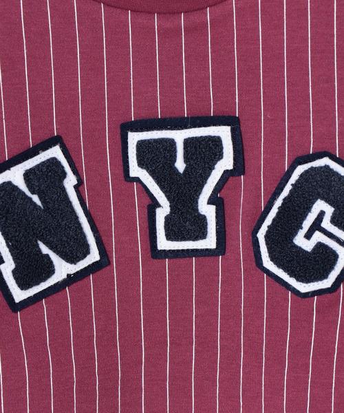 green label relaxing（グリーンレーベルリラクシング）の「ストライプ サガラ プルオーバー 7分袖◆（Tシャツ/カットソー・キッズ・オフホワイト/ワインレッド・105/115/125）」の6枚目の写真