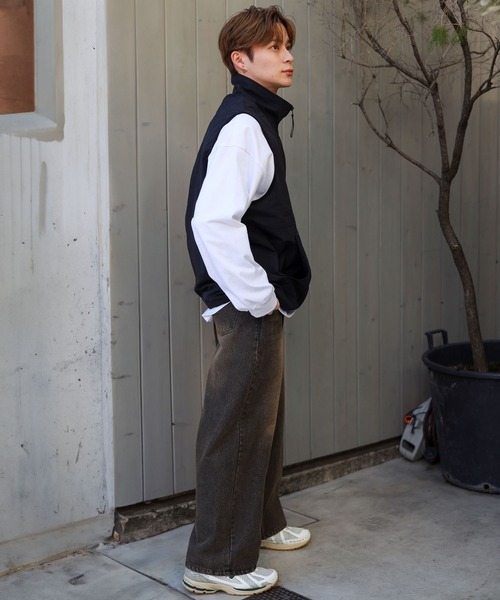 SPINNS(スピンズ)の「【ユニセックスで着用可能】ERROR刺繍ロゴ ナイロンハーフジップベスト(ベスト・メンズ・ブルー/ブラック/カーキ/グレー/ネイビー・ONESIZE)」の6枚目の写真