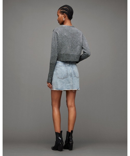 ALLSAINTS（オールセインツ）の「WENDEL EMBELLISHED DENIM MINI SKIRT | WENDEL エンベリッシュド デニム ミニ スカート（デニムスカート・レディース・ライトインディゴブルー・6/8）」の6枚目の写真