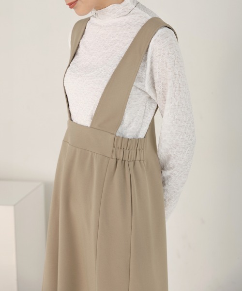 Bou Jeloud(ブージュルード)の「前後2WAYジャンスカ(ジャンパースカート・レディース・ベージュ/チャコールグレー・38)」の4枚目の写真