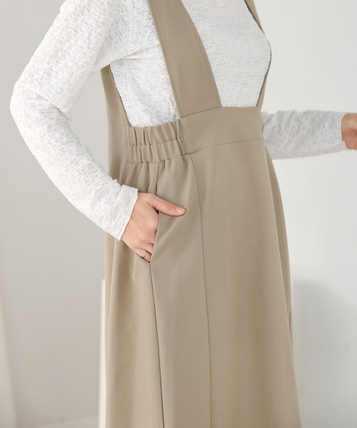 Bou Jeloud(ブージュルード)の「前後2WAYジャンスカ(ジャンパースカート・レディース・ベージュ/チャコールグレー・38)」の6枚目の写真