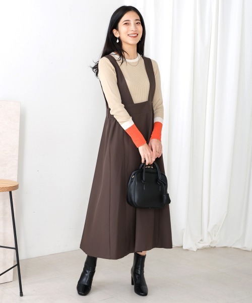 Bou Jeloud(ブージュルード)の「前後2WAYジャンスカ(ジャンパースカート・レディース・ベージュ/チャコールグレー・38)」の11枚目の写真
