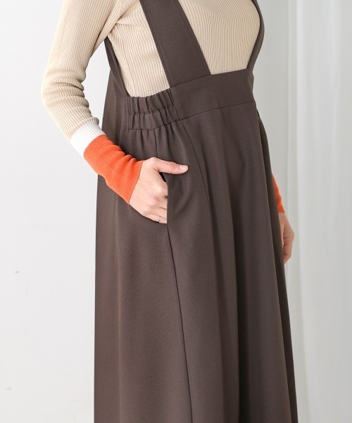 Bou Jeloud(ブージュルード)の「前後2WAYジャンスカ(ジャンパースカート・レディース・ベージュ/チャコールグレー・38)」の12枚目の写真