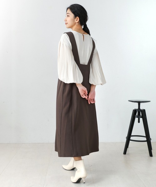 Bou Jeloud(ブージュルード)の「前後2WAYジャンスカ(ジャンパースカート・レディース・ベージュ/チャコールグレー・38)」の14枚目の写真