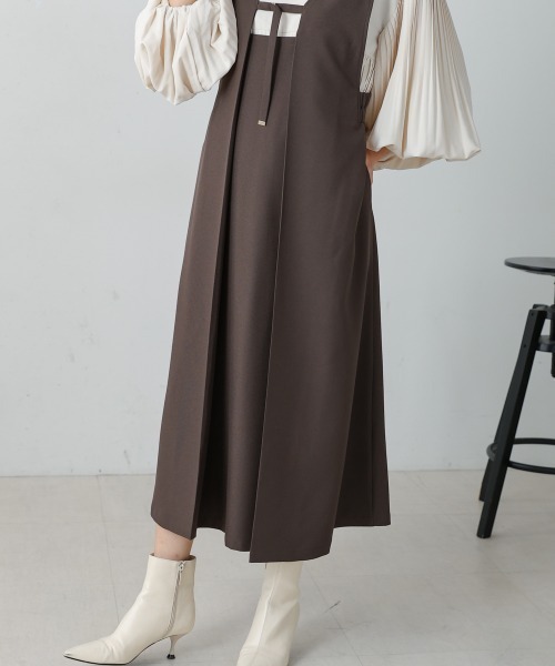 Bou Jeloud(ブージュルード)の「前後2WAYジャンスカ(ジャンパースカート・レディース・ベージュ/チャコールグレー・38)」の16枚目の写真