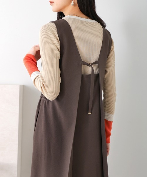 Bou Jeloud(ブージュルード)の「前後2WAYジャンスカ(ジャンパースカート・レディース・ベージュ/チャコールグレー・38)」の17枚目の写真