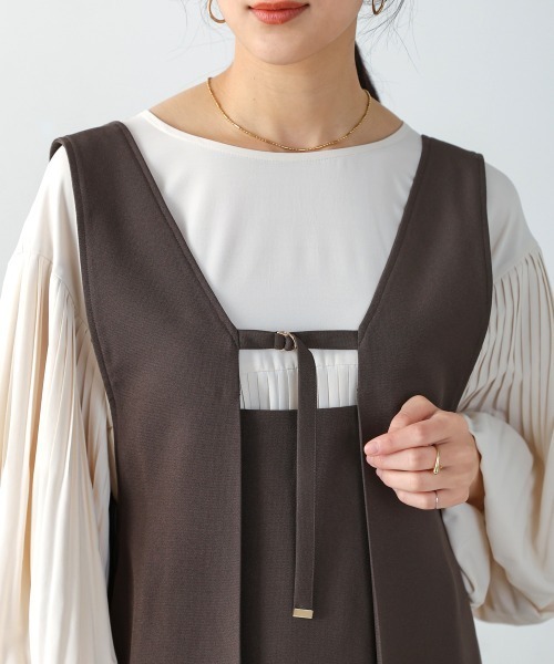 Bou Jeloud(ブージュルード)の「前後2WAYジャンスカ(ジャンパースカート・レディース・ベージュ/チャコールグレー・38)」の18枚目の写真