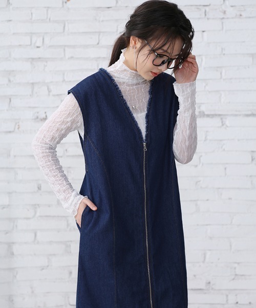 ♡pium フロントファスナージャンパースカート ギンガム フロントファスナージャンパースカート – pium