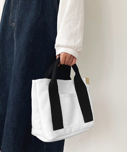 Miniministore(ミニミニストア)の「ミニ キャンバストートバッグ 帆布カバン(ハンドバッグ・レディース・ピンク/ホワイト/サンドベージュ/ミント/ホワイト×ブラック/ブラウン/ネイビー/ブラック/ブルー・FREE)」の1枚目の写真