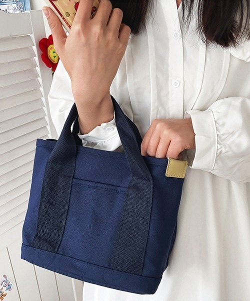 Miniministore(ミニミニストア)の「ミニ キャンバストートバッグ 帆布カバン(ハンドバッグ・レディース・ピンク/ホワイト/サンドベージュ/ミント/ホワイト×ブラック/ブラウン/ネイビー/ブラック/ブルー・FREE)」の7枚目の写真