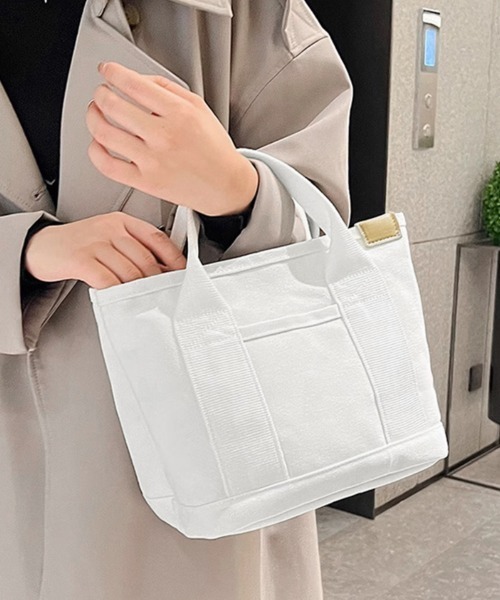 Miniministore(ミニミニストア)の「ミニ キャンバストートバッグ 帆布カバン(ハンドバッグ・レディース・ピンク/ホワイト/サンドベージュ/ミント/ホワイト×ブラック/ブラウン/ネイビー/ブラック/ブルー・FREE)」の2枚目の写真