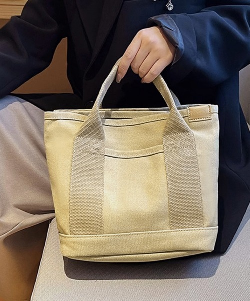Miniministore(ミニミニストア)の「ミニ キャンバストートバッグ 帆布カバン(ハンドバッグ・レディース・ピンク/ホワイト/サンドベージュ/ミント/ホワイト×ブラック/ブラウン/ネイビー/ブラック/ブルー・FREE)」の5枚目の写真