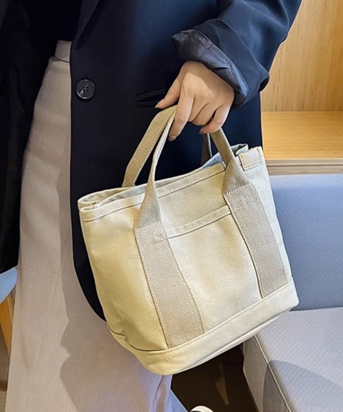 Miniministore(ミニミニストア)の「ミニ キャンバストートバッグ 帆布カバン(ハンドバッグ・レディース・ピンク/ホワイト/サンドベージュ/ミント/ホワイト×ブラック/ブラウン/ネイビー/ブラック/ブルー・FREE)」の13枚目の写真