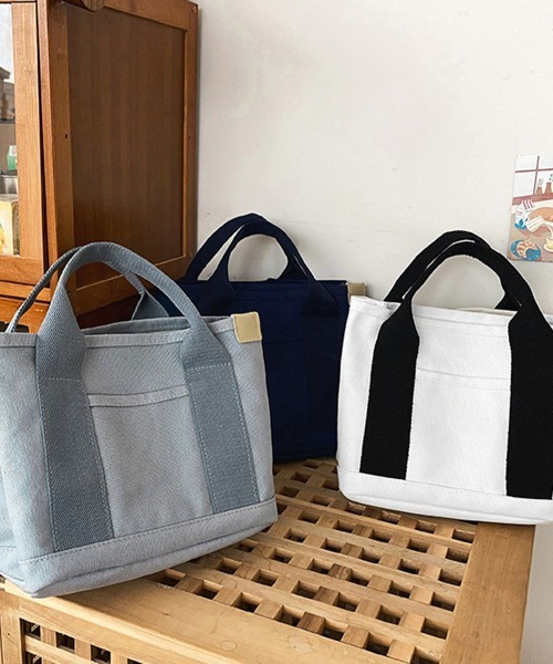 Miniministore(ミニミニストア)の「ミニ キャンバストートバッグ 帆布カバン(ハンドバッグ・レディース・ピンク/ホワイト/サンドベージュ/ミント/ホワイト×ブラック/ブラウン/ネイビー/ブラック/ブルー・FREE)」の11枚目の写真