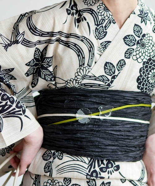 utataneブランド浴衣＆帯セット◇和歌山染め日本生地◇モダン