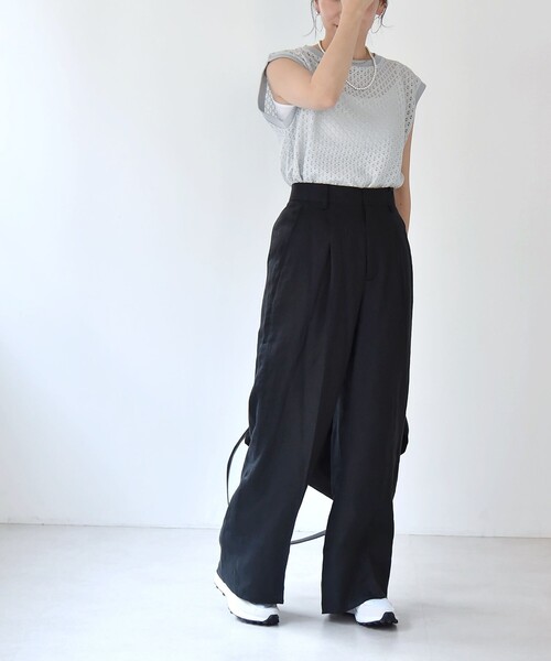 quaranciel(カランシエル)の「quaranciel:〈手洗い可能〉レース クルーネック ノースリーブ プルオーバー(Tシャツ/カットソー・レディース・ホワイト/ライトグレー/ブラック・ONE SIZE)」の9枚目の写真