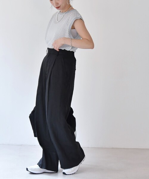 quaranciel(カランシエル)の「quaranciel:〈手洗い可能〉レース クルーネック ノースリーブ プルオーバー(Tシャツ/カットソー・レディース・ホワイト/ライトグレー/ブラック・ONE SIZE)」の10枚目の写真