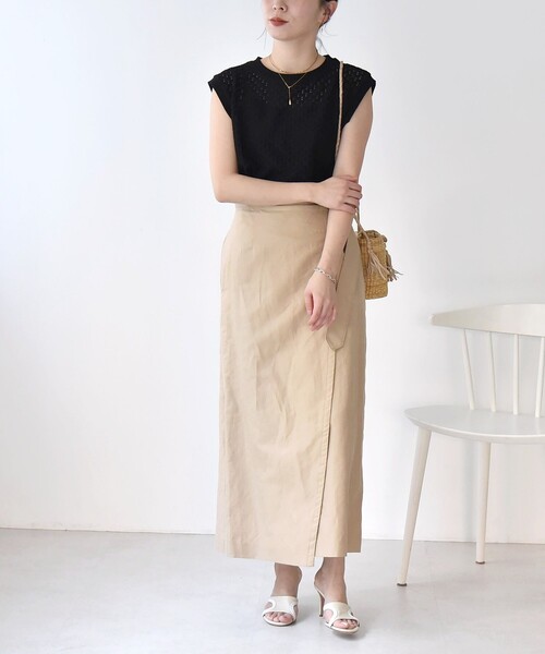 quaranciel(カランシエル)の「quaranciel:〈手洗い可能〉レース クルーネック ノースリーブ プルオーバー(Tシャツ/カットソー・レディース・ホワイト/ライトグレー/ブラック・ONE SIZE)」の22枚目の写真