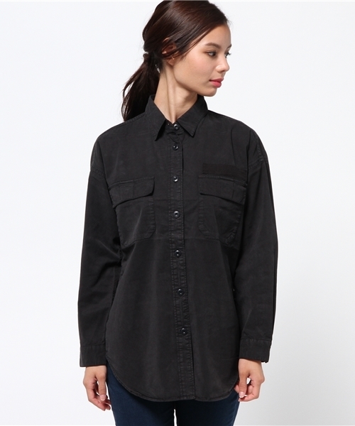 MOUSSY（マウジー）の「OVER SIZE MILITARY SH/F（シャツ/ブラウス・レディース・ライトブラック/カーキ系・FREE）」の3枚目の写真