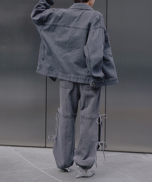 RAY CASSIN(レイカズン)の「オーバーサイズGジャン(デニムジャケット・レディース・グレー/ライトブルー・FREE)」の12枚目の写真