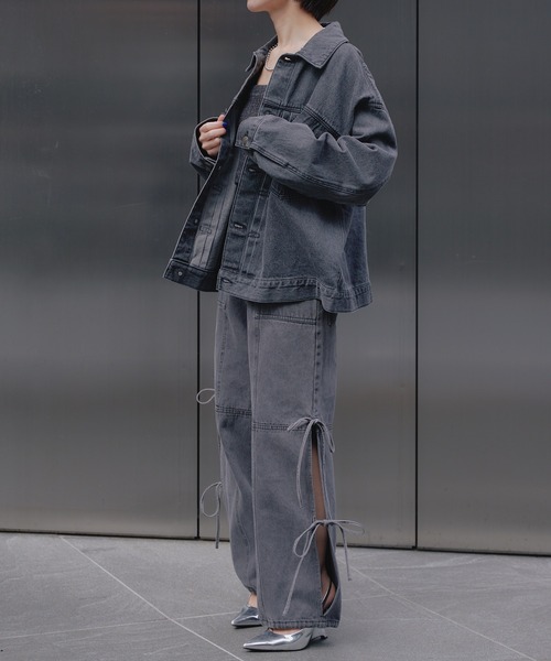 RAY CASSIN(レイカズン)の「オーバーサイズGジャン(デニムジャケット・レディース・グレー/ライトブルー・FREE)」の15枚目の写真