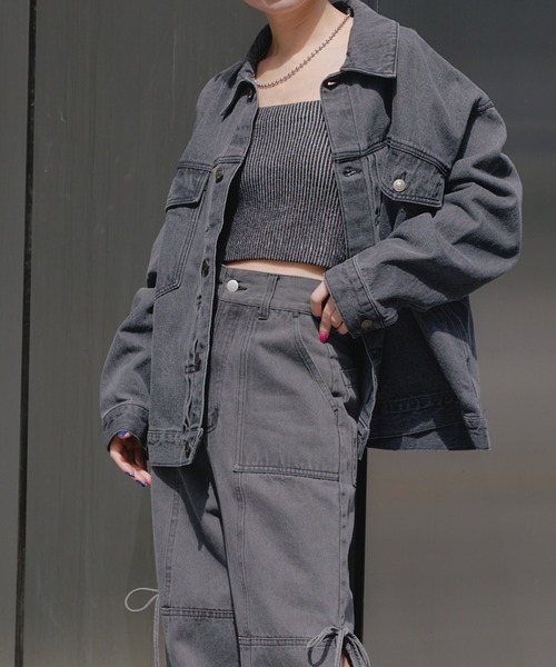 RAY CASSIN(レイカズン)の「オーバーサイズGジャン(デニムジャケット・レディース・グレー/ライトブルー・FREE)」の13枚目の写真