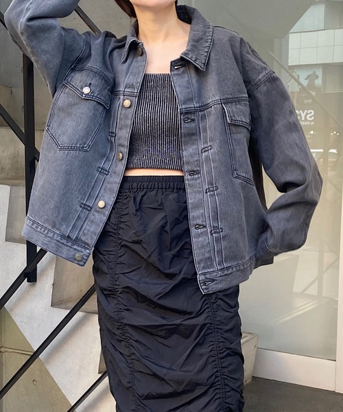 RAY CASSIN(レイカズン)の「オーバーサイズGジャン(デニムジャケット・レディース・グレー/ライトブルー・FREE)」の5枚目の写真