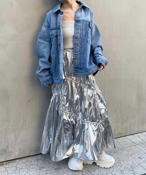 RAY CASSIN(レイカズン)の「オーバーサイズGジャン(デニムジャケット・レディース・グレー/ライトブルー・FREE)」の17枚目の写真