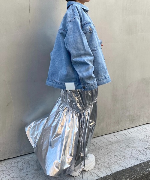 RAY CASSIN(レイカズン)の「オーバーサイズGジャン(デニムジャケット・レディース・グレー/ライトブルー・FREE)」の21枚目の写真