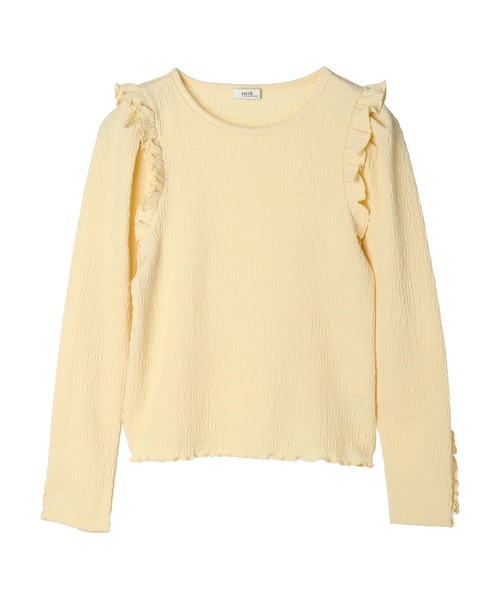 earth music&ecology(アースミュージックアンドエコロジー)の「シャーリングカットプルオーバー(Tシャツ/カットソー・レディース・イエロー/ブルー/アイボリー/グレイッシュベージュ・FREE)」の4枚目の写真