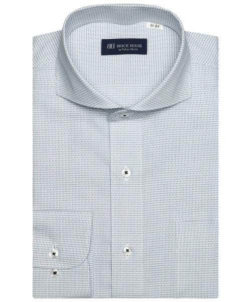 TOKYO SHIRTS(トウキョウシャツ)の「形態安定ノーアイロン ホリゾンタルワイド 長袖ビジネスワイシャツ(ビジネスシャツ・メンズ・ブルー・首回り37cm-裄丈80cm/首回り39cm-裄丈80cm/首回り39cm-裄丈84cm/首回り41cm-裄丈82cm/首回り41cm-裄丈86cm/首回り42cm-裄丈82cm/首回り42cm-裄丈86cm/首回り43cm-裄丈82cm/首回り43cm-裄丈86cm)」の1枚目の写真