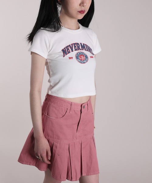 HOOK(フック)の「【HOOK】for girls アメカジヴィンテージ風発泡ロゴプリントTEE(Tシャツ/カットソー・レディース・ブルー/ブラック/ダークグレー/ホワイト/グリーン/ピンク/ベージュ・FREE)」の2枚目の写真