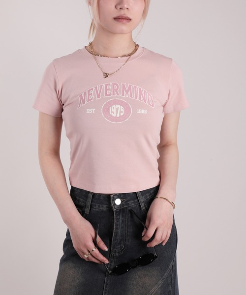 HOOK(フック)の「【HOOK】for girls アメカジヴィンテージ風発泡ロゴプリントTEE(Tシャツ/カットソー・レディース・ブルー/ブラック/ダークグレー/ホワイト/グリーン/ピンク/ベージュ・FREE)」の7枚目の写真