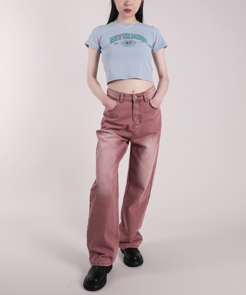 HOOK(フック)の「【HOOK】for girls アメカジヴィンテージ風発泡ロゴプリントTEE(Tシャツ/カットソー・レディース・ブルー/ブラック/ダークグレー/ホワイト/グリーン/ピンク/ベージュ・FREE)」の10枚目の写真