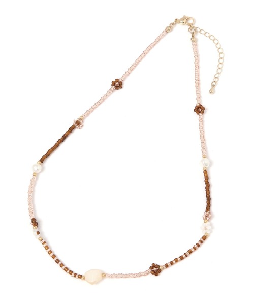 GLOBAL WORK Smile Seed Store（グローバルワーク スマイルシードストア）の「ビーズフラワーパールネックレス/111170（ネックレス・レディース・ベージュ系その他/ダークグレー・FREE）」の2枚目の写真