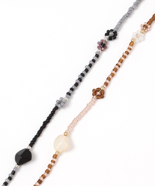 GLOBAL WORK Smile Seed Store（グローバルワーク スマイルシードストア）の「ビーズフラワーパールネックレス/111170（ネックレス・レディース・ベージュ系その他/ダークグレー・FREE）」の3枚目の写真