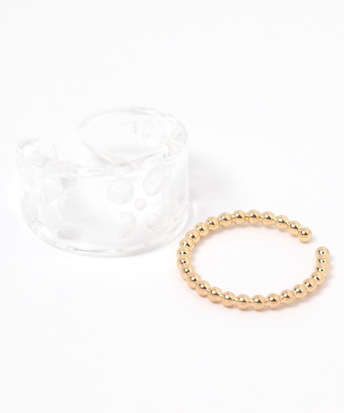 studio CLIP（スタディオクリップ）の「裏彫り花セットリング（リング・レディース・イエロー/ブラウン/ホワイト・FREE）」の4枚目の写真