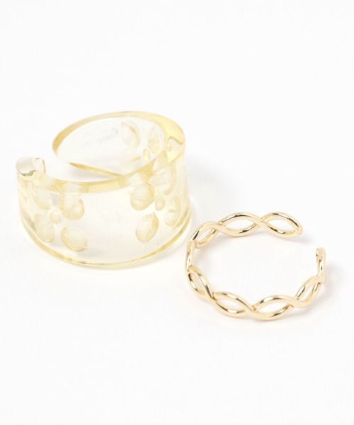 studio CLIP（スタディオクリップ）の「裏彫り花セットリング（リング・レディース・イエロー/ブラウン/ホワイト・FREE）」の6枚目の写真